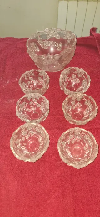 Juego de postre de cristal vintage