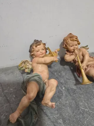 Coppia angeli d'epoca in legno