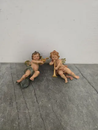 Coppia angeli d'epoca in legno