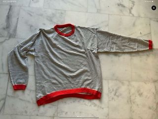 Blusa vintage rayas grises y rojas