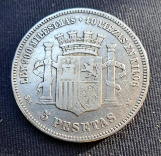 Moneda 5 Pesetas España 1870