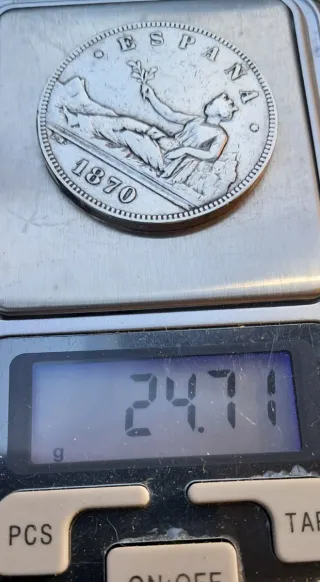 Moneda 5 Pesetas España 1870