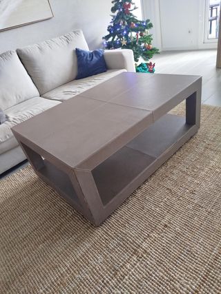 Mesa de centro comedor cuero y yute