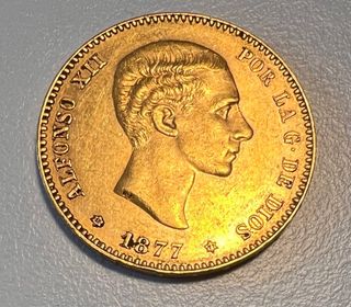 Moneda Oro 25 Pesetas Alfonso XII de 1877