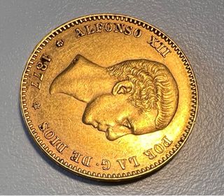 Moneda Oro 25 Pesetas Alfonso XII de 1877
