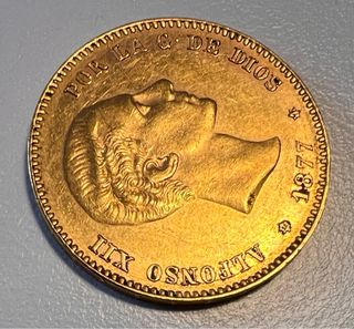 Moneda Oro 25 Pesetas Alfonso XII de 1877