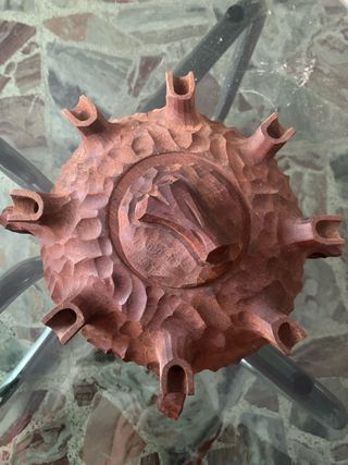 Lotto artigianato legno: calice, tazza, mortaio