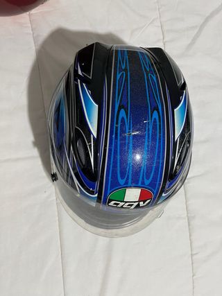 Casco Moto AGV Azul con Logo Italiano