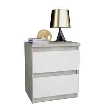 Mesita Noche Conforama Gris Cemento y Blanco