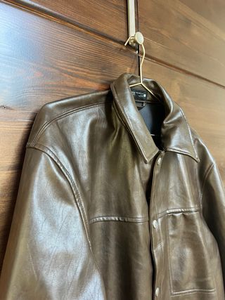 chaqueta efecto piel Zara Marrón Talla M