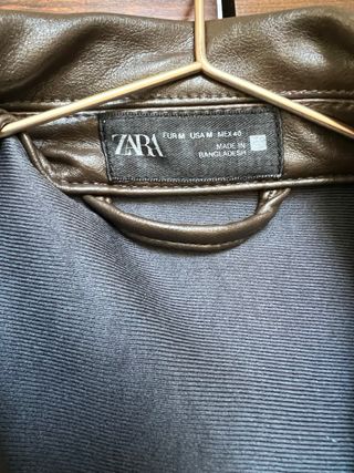 chaqueta efecto piel Zara Marrón Talla M