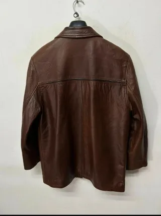 Chaqueta de piel vintage marrón