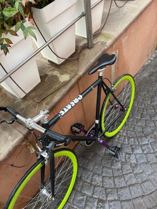 Bicicleta Fixie Create Negra Ruedas Verdes
