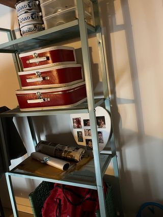 Mesita de noche/Estantería verde agua sin daños