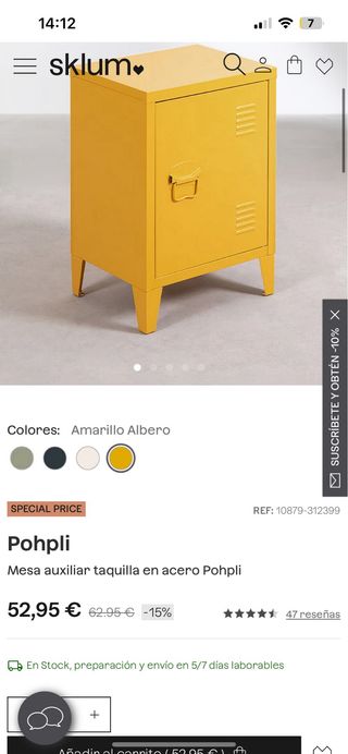 Mesita de noche/Estantería verde agua sin daños