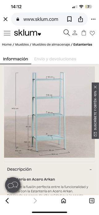 Mesita de noche/Estantería verde agua sin daños