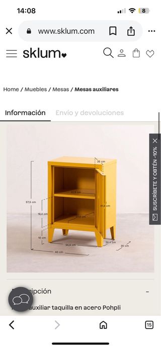 Mesita de noche/Estantería verde agua sin daños