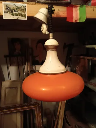 Lampadario vintage arancione,space Age, anni 60