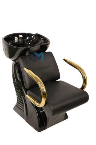 Lavacabezas negro apoya brazos dorados