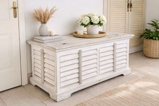 Baúl colonial madera blanco 110cm