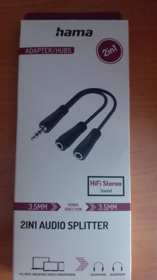 Adaptador Hama 3.5mm 2 en 1 Audio Splitter