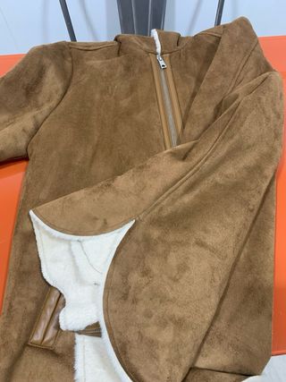 Abrigo piel vuelta mujer marrón