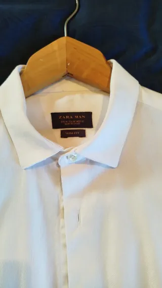 Camisa Zara Blanca Gemelos Talla M