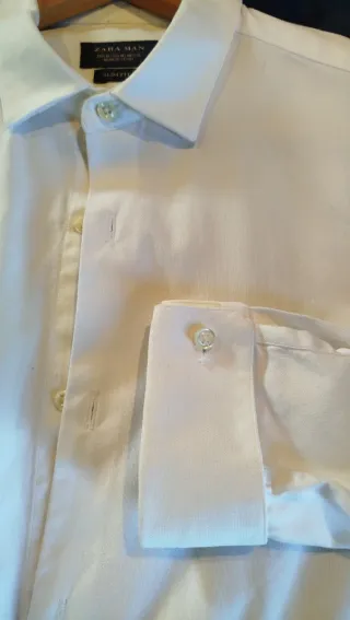 Camisa Zara Blanca Gemelos Talla M