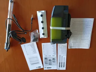 Filtro y calentador Eheim acuario