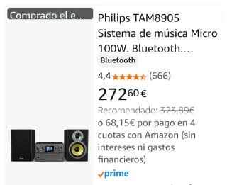 Minicadena Philips CD USB Bluetooth SmartRadio