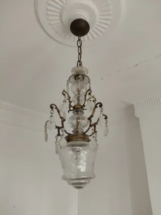 Lámpara de techo antigua cristal y metal