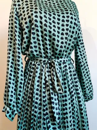 Abito fantasia cuori nero/verde acqua