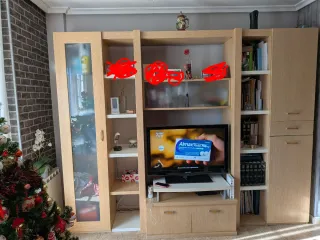 Mueble de salón madera y cristal + Mesa extensible