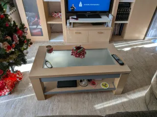 Mueble de salón madera y cristal + Mesa extensible