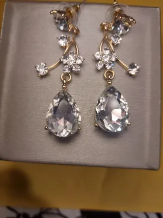 Pendientes fiesta cristales brillantes dorados