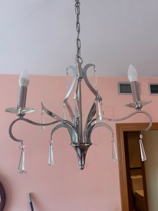 Lámpara de techo de cristal y metal