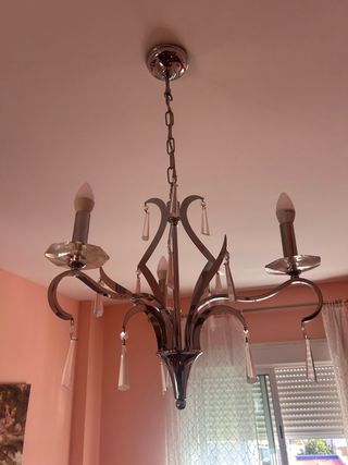 Lámpara de techo de cristal y metal