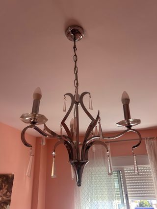 Lámpara de techo de cristal y metal