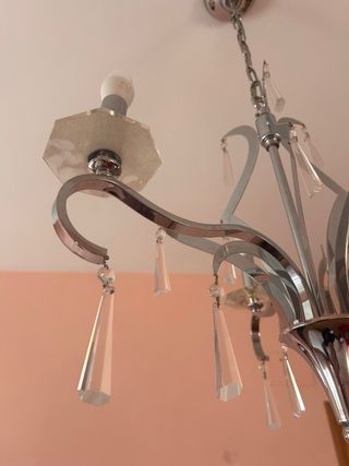 Lámpara de techo de cristal y metal