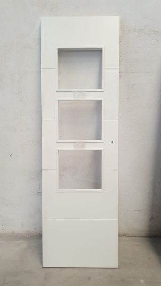 Puerta 203x62.5 Izquierda 3 Vidrios lacada blanca
