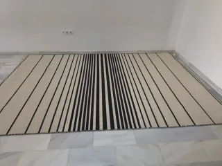 Alfombra Beige y Negra Rayas