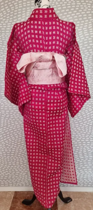 Kimono lana fucsia estampado