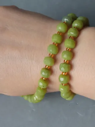 Cuentas de Jade Serpentina Auténtico Sin Broche