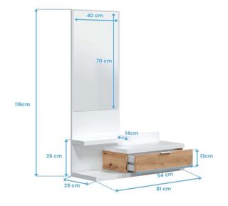 Mueble recibidor con espejo y cajón