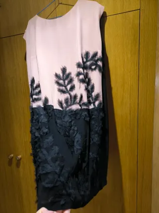 Vestido fiesta negro y rosa