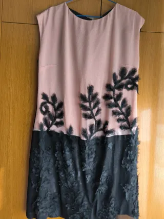 Vestido fiesta negro y rosa