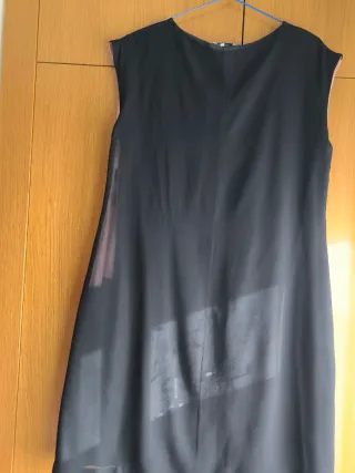 Vestido fiesta negro y rosa