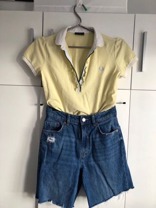 Polo Fred Perry Mujer Amarillo Pastel