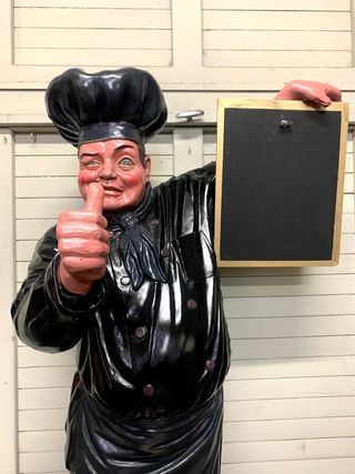 Figura Chef con Pizarra. Vintage. Restaurante