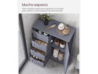 Mueble auxiliar baño cajones y estantes gris